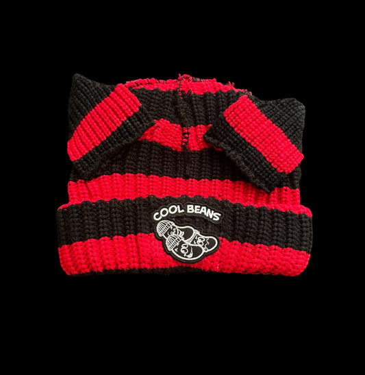 Black&Red Beanie w/Ears