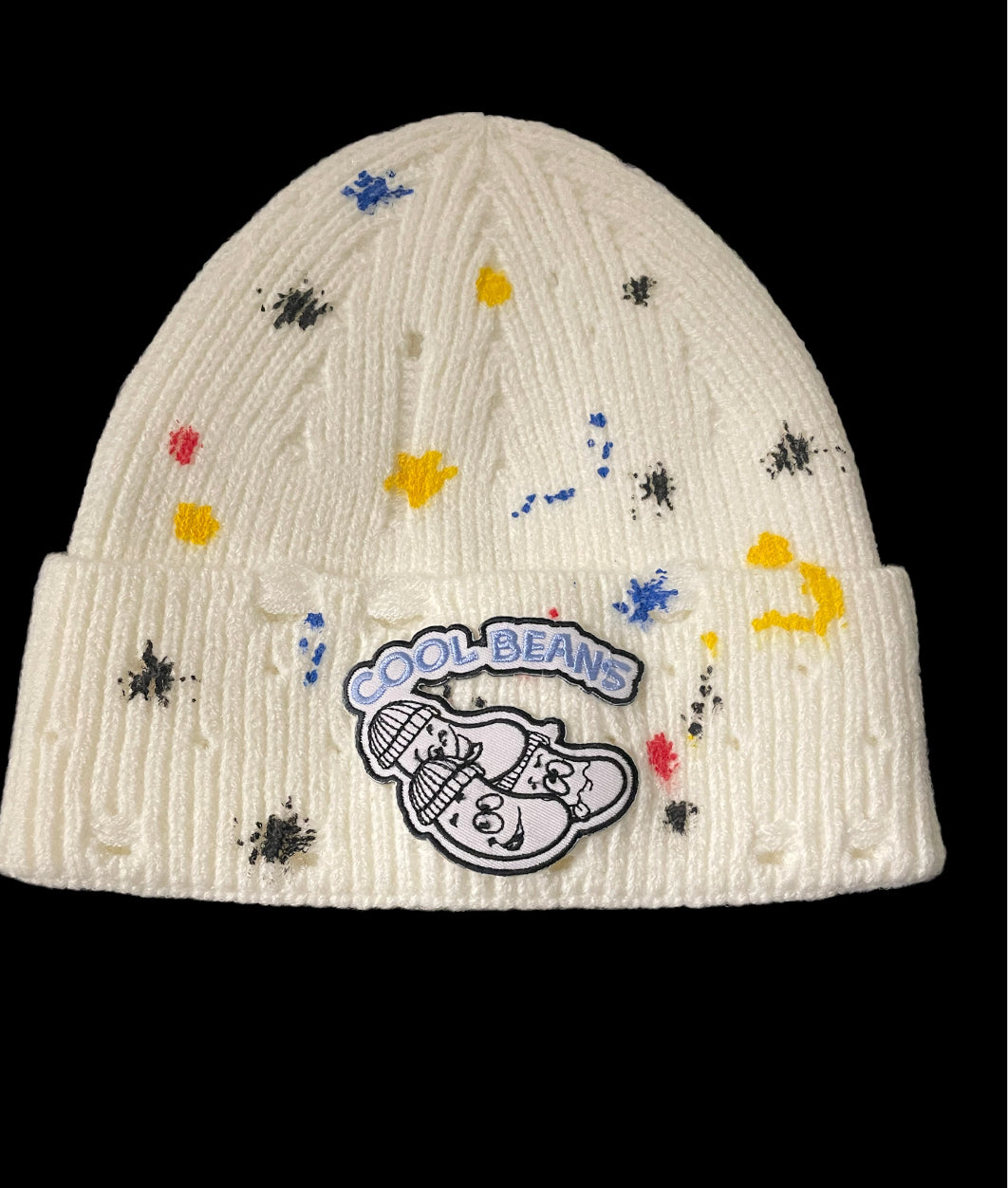 CB White Splash Beanie