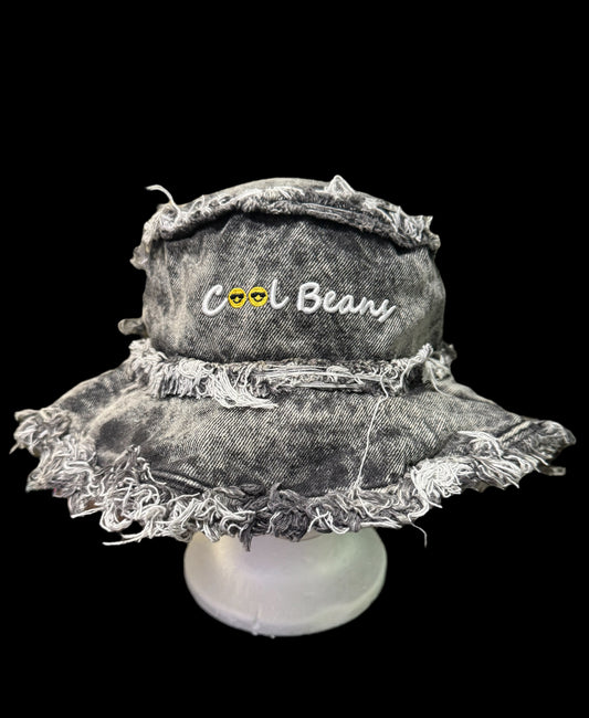 Black distressed Cool Beans Bucket Hat