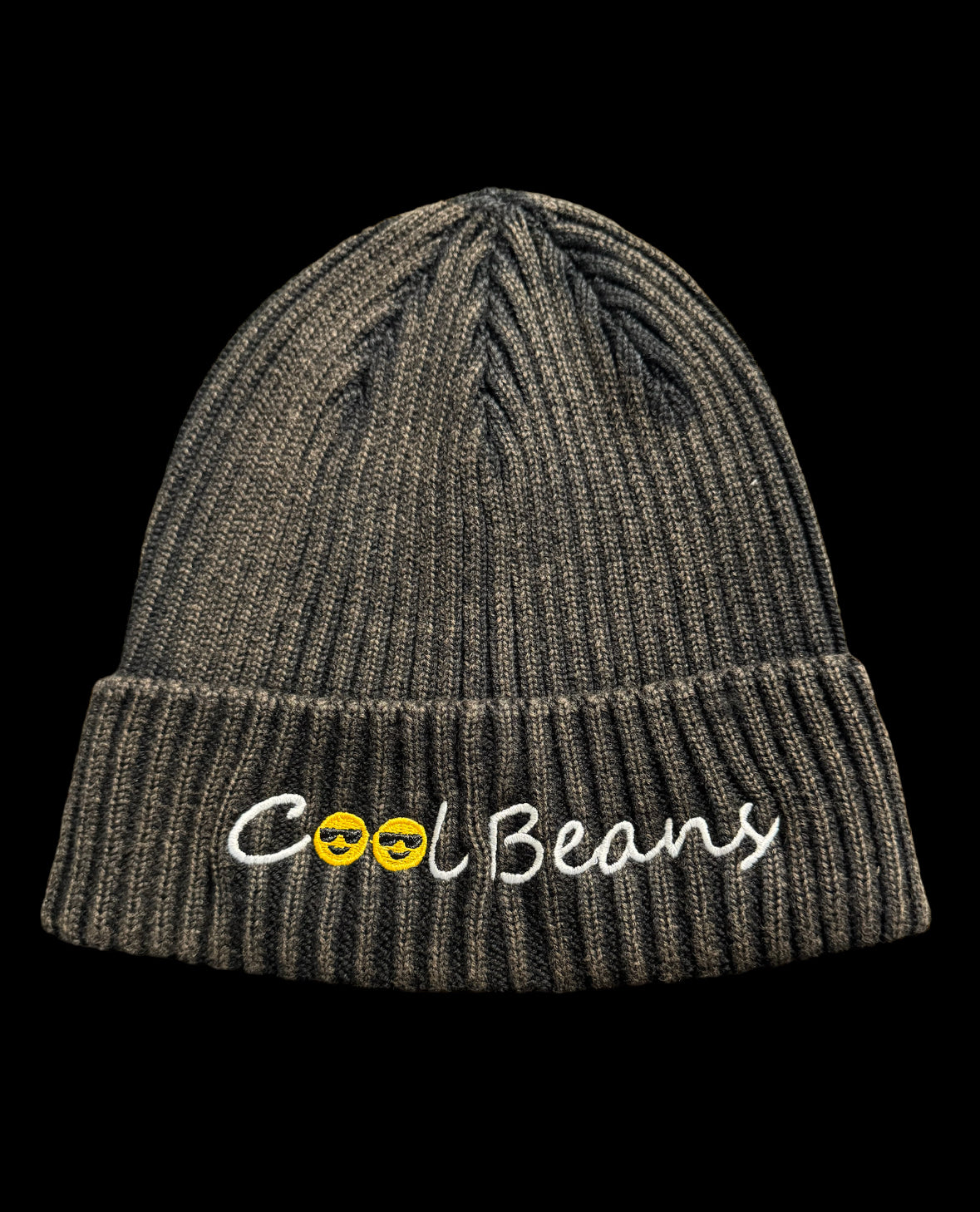 Black Embroidered Beanie