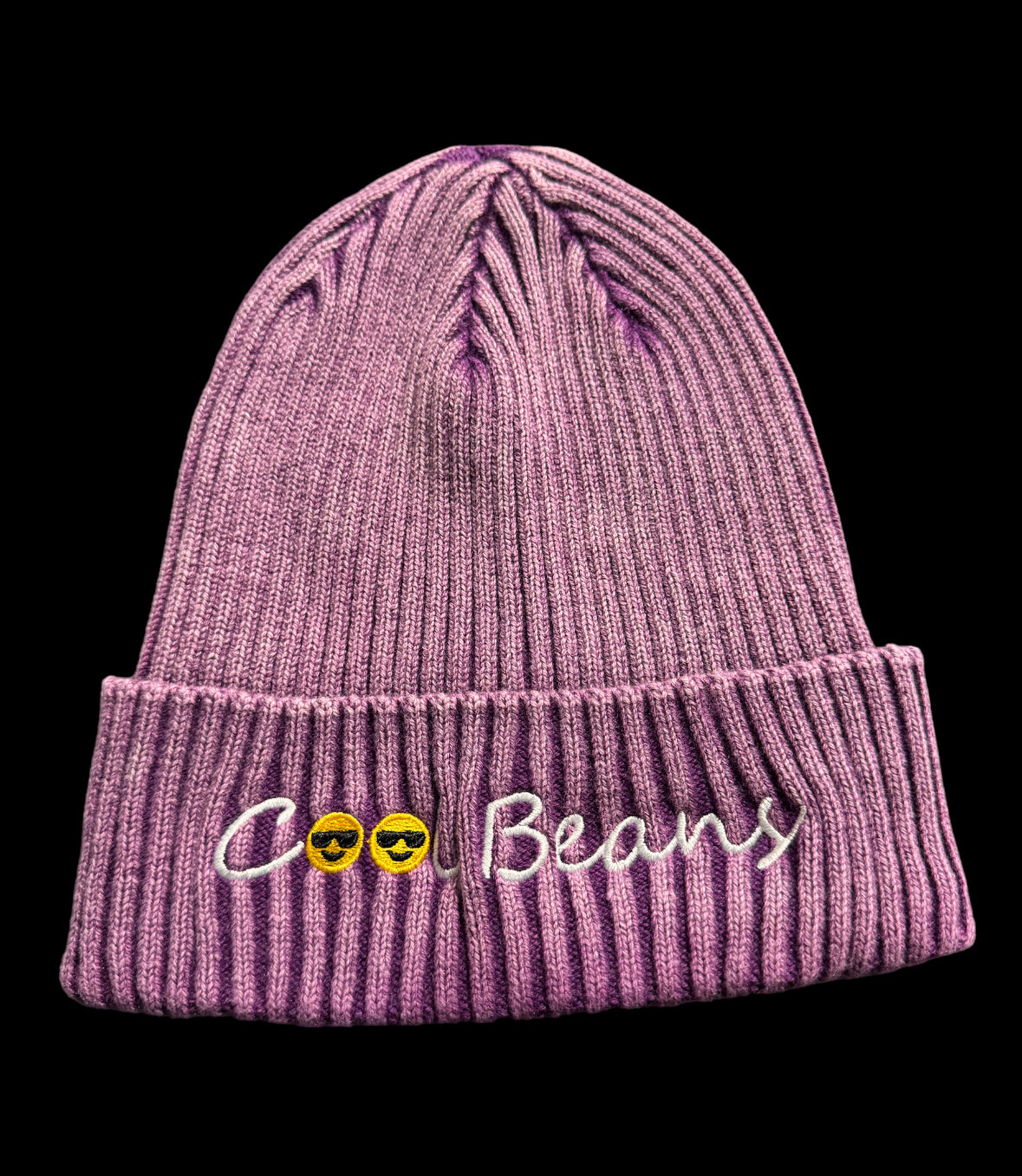 Purple embroidered beanie