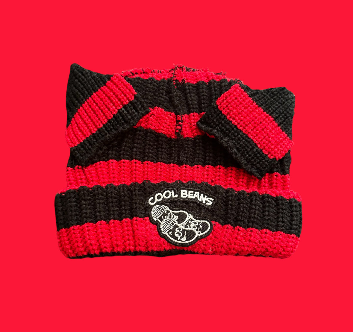 Black&Red Beanie w/Ears