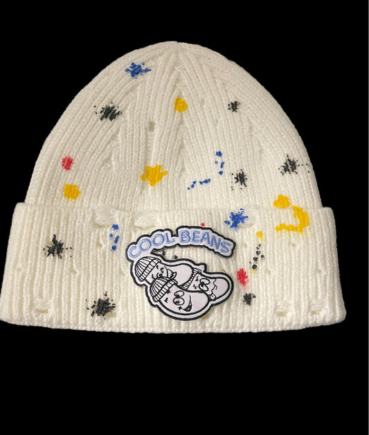 CB White Splash Beanie