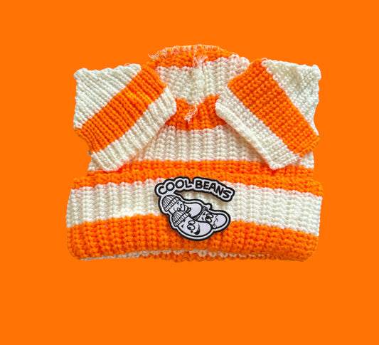Orange&White Beanie w/Ears