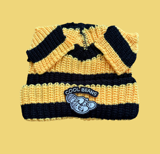 Black&Yellow Beanie w/Ears