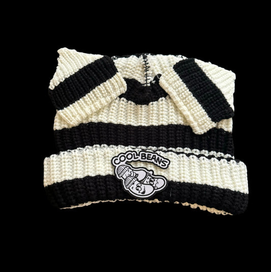 Black&White Beanie w/Ears