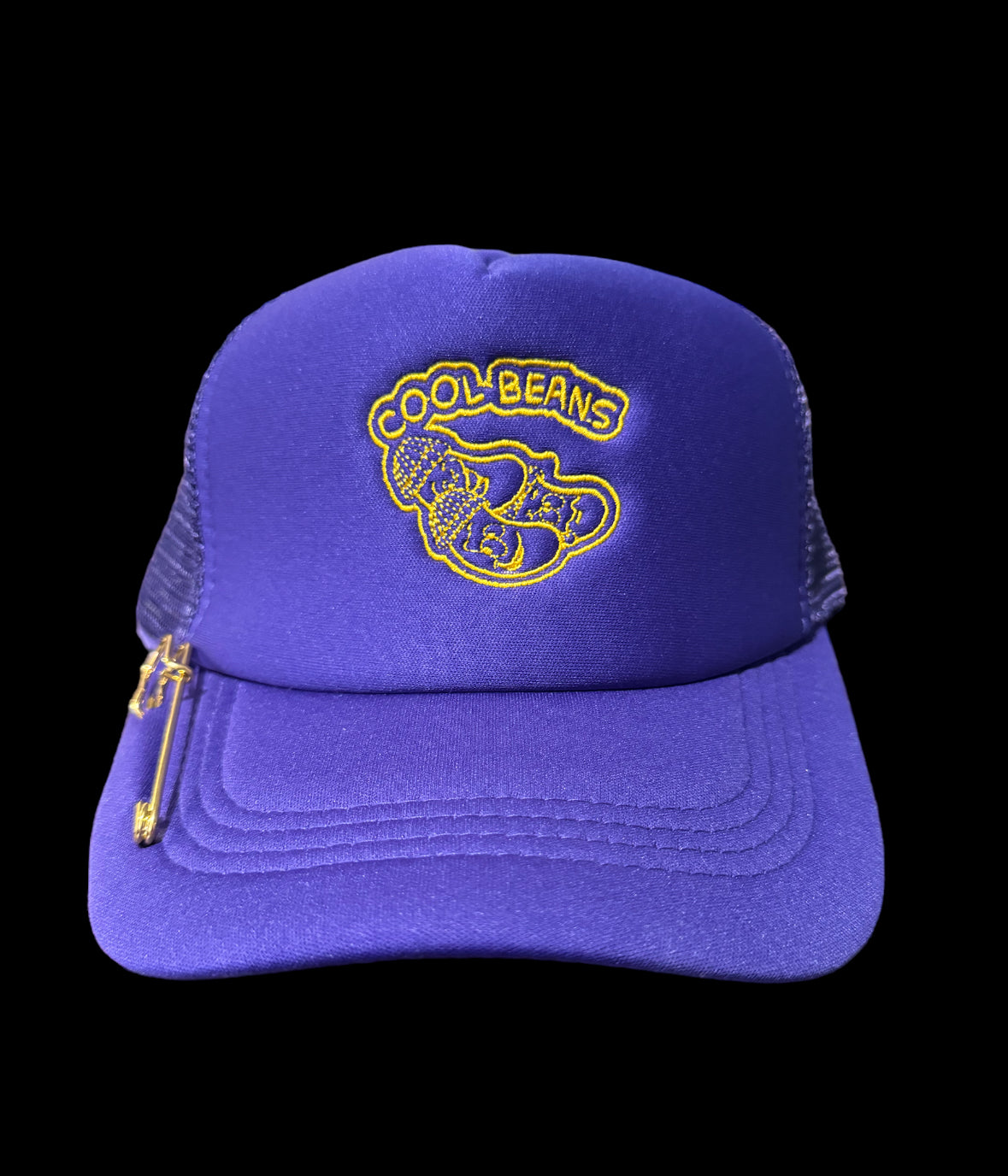 Purple and gold trucker