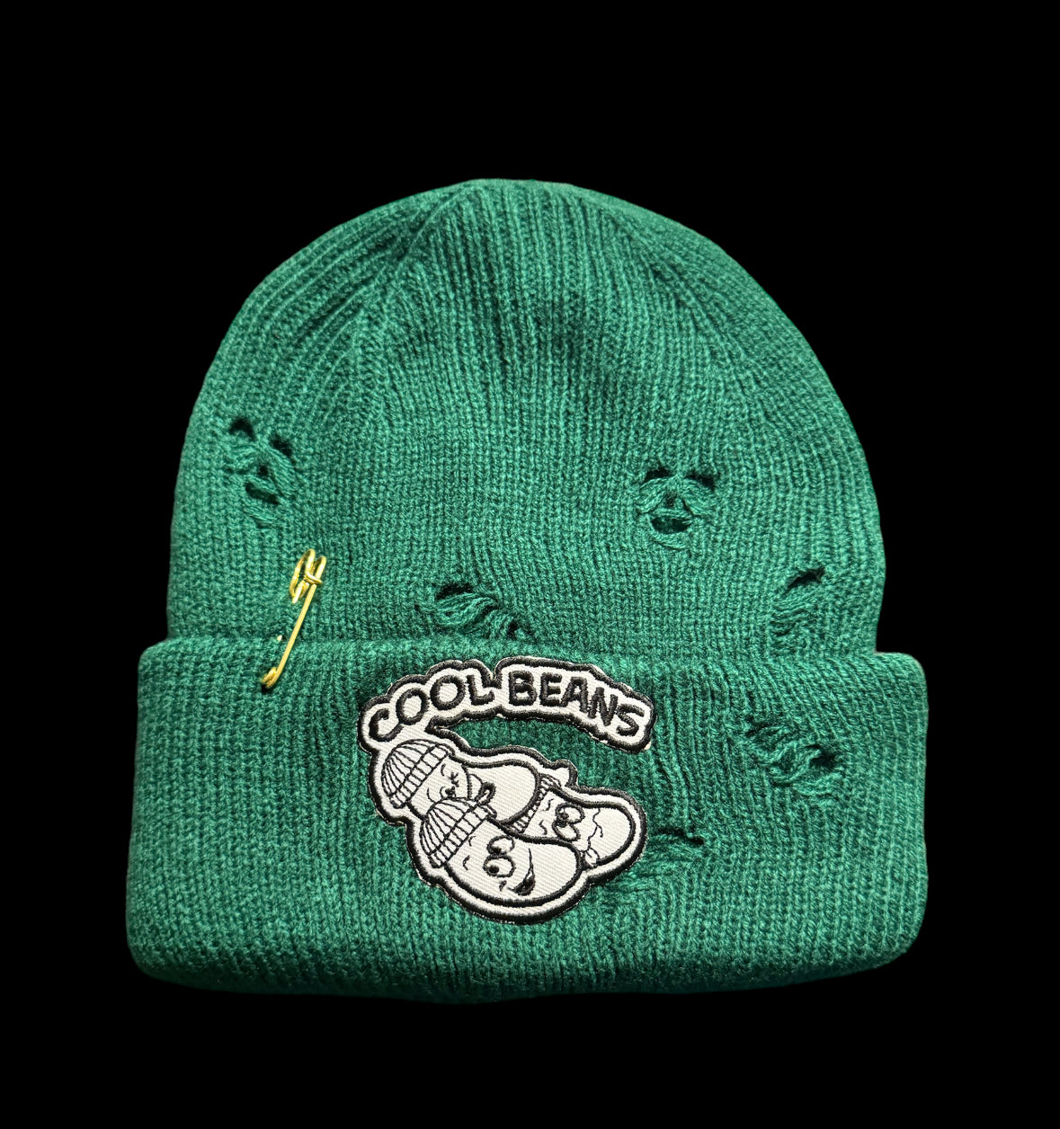 Green Distressed Beanie