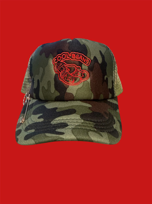 Cool Beans Camo Trucker(red logo)
