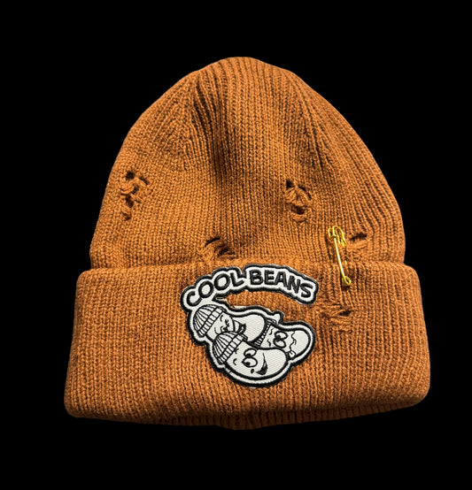 Brown Distressed Beanie