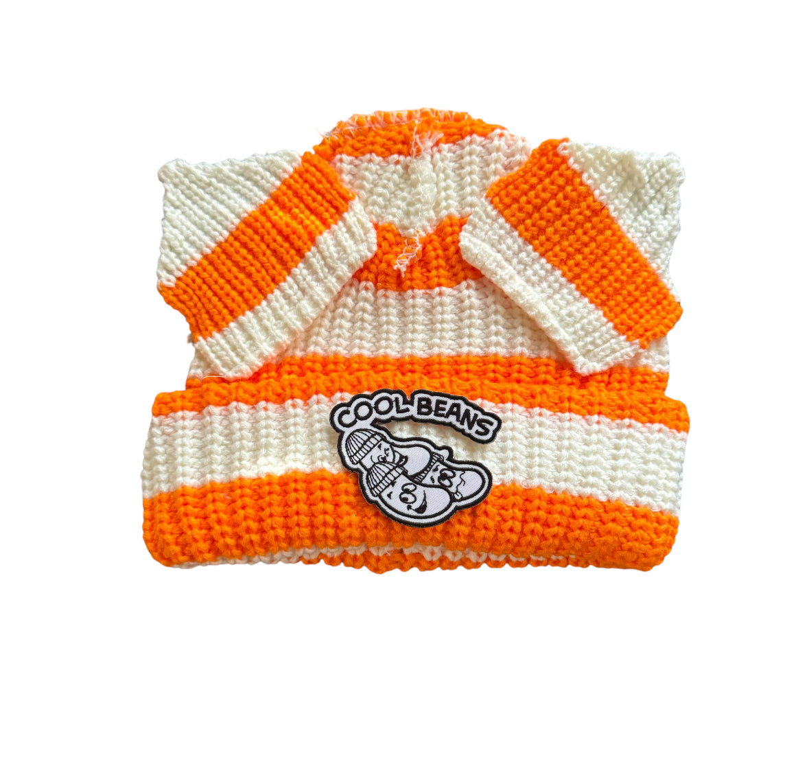 Orange&White Beanie w/Ears