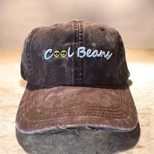Cool Beans Chocolate Distressed Dad hat