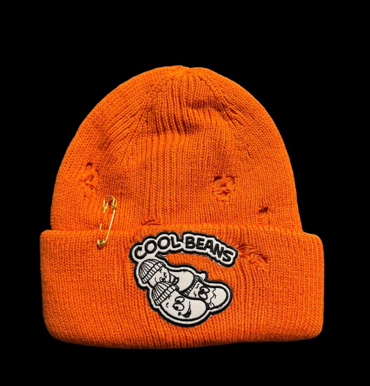 Orange Distressed Beanie