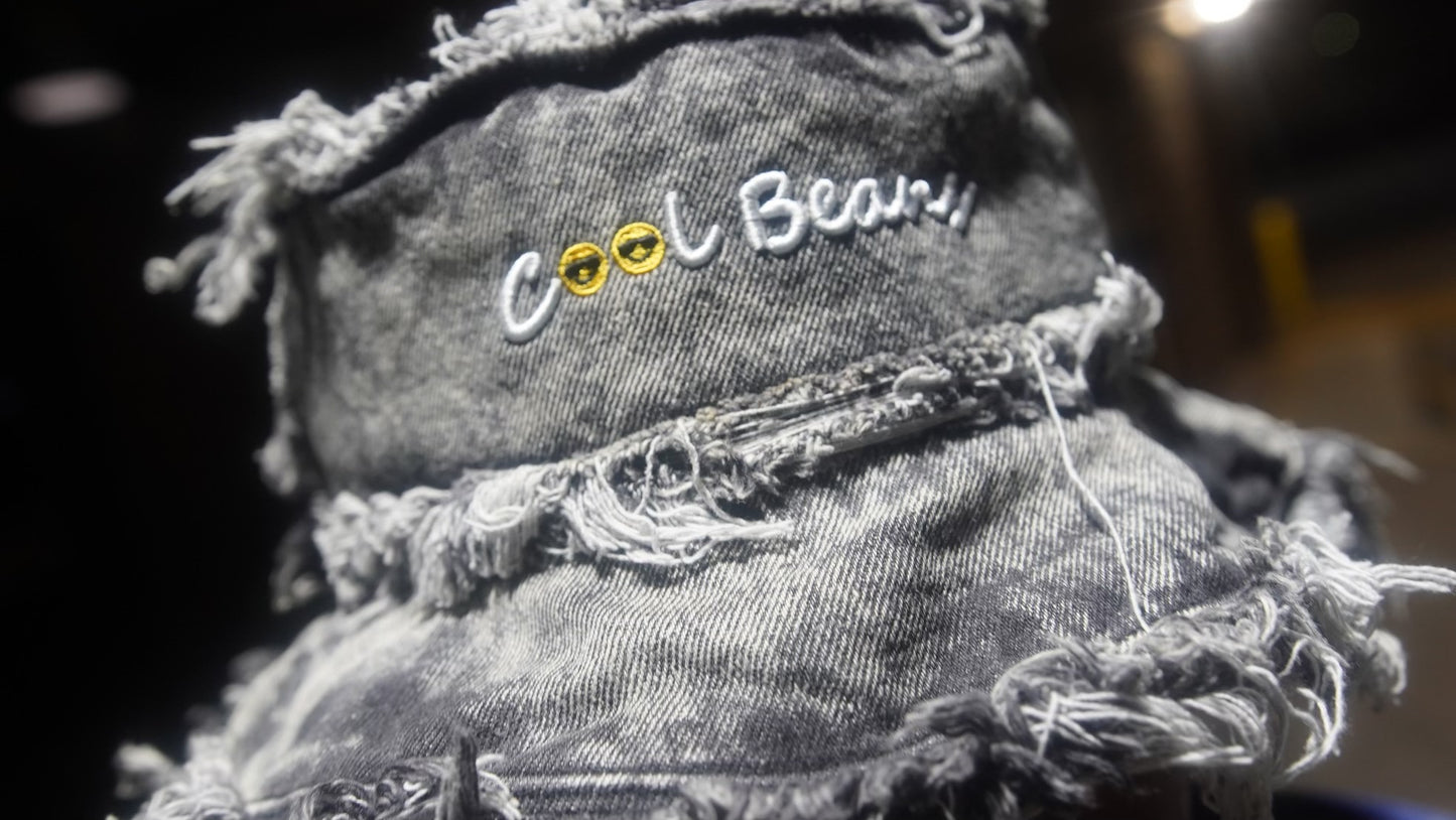 Black distressed Cool Beans Bucket Hat